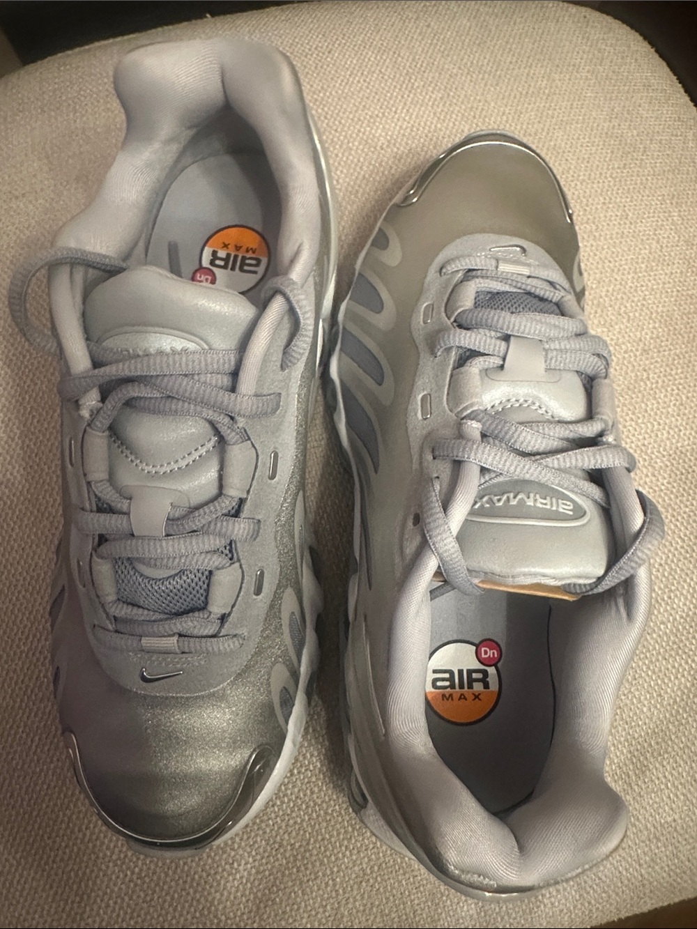 Nike Women’s Air Max DN8 Sneakers in Silver and Wolf Gray